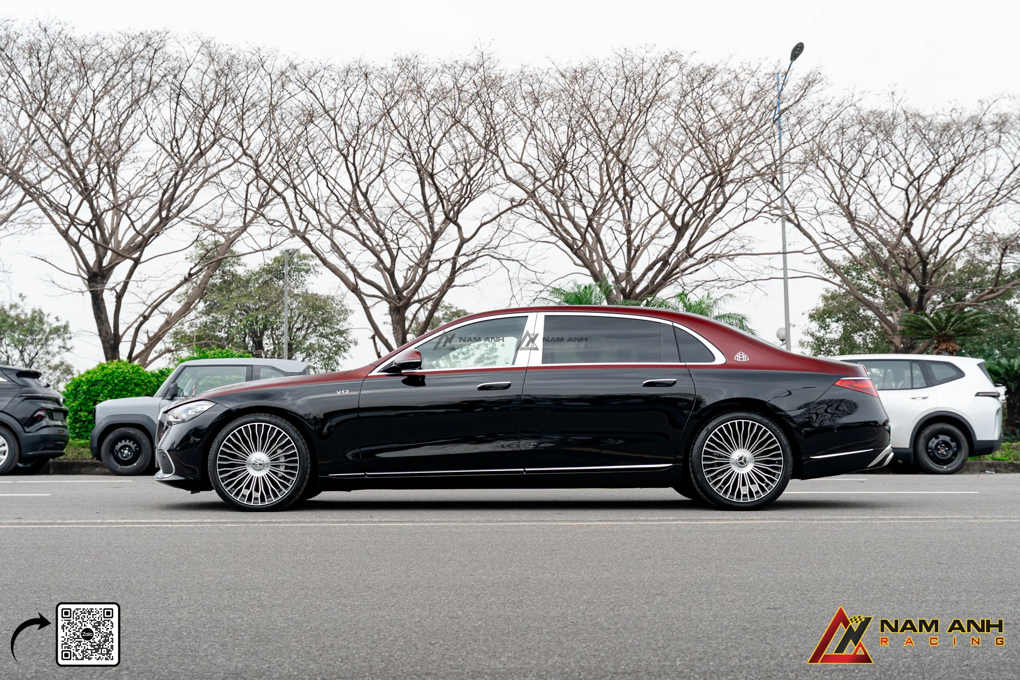 Mercedes S450 Maybach dán nửa trên Black Rose, mâm S680 21 inch